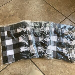 Clara Clark Three (3) Individual Scarf Black White 12 x 66 x 3. RN123737 New NWT